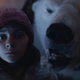 Lyra (Dafne Keen) has a tense showdown with a giant bear.